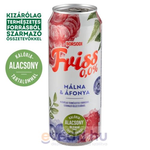 Borsodi Friss 0,5L Málna-Áfonya Ízű Alkoholmentes Dobozos Sör (DRS)*