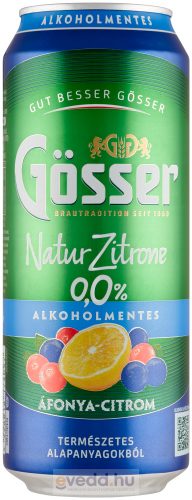 Gösser Nature Zitrone 0,5L Áfonya-Citrom Ízű Alkoholmentes Sör (DRS)