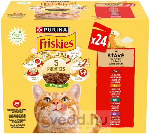 Friskies Alutasakos Macskaeledel 24*85Gr Csirke + Marha + Bárány + Kacsa