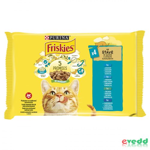 Friskies Macskaeledel 4x85g  Lazac + Tonhal + Szardínia + Tőkehal Alutasak Macs.El.