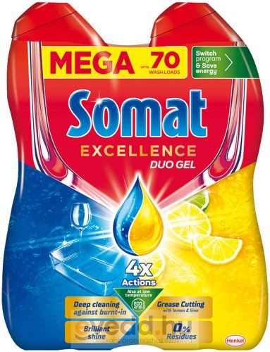 Somat Duogél Excellence Lemon 2x630Ml Gél Mosogatógéphez